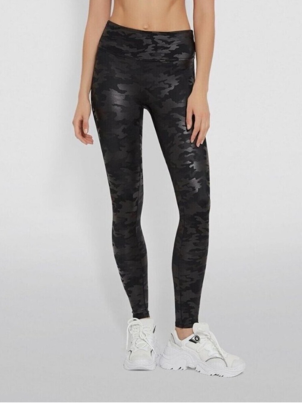 Spanx Black Faux Leather Camo Leggings